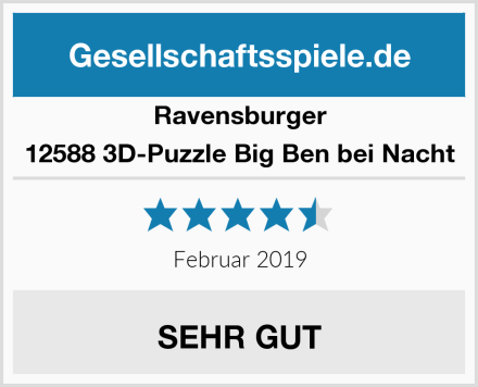 Ravensburger 12588 3D-Puzzle Big Ben bei Nacht Test